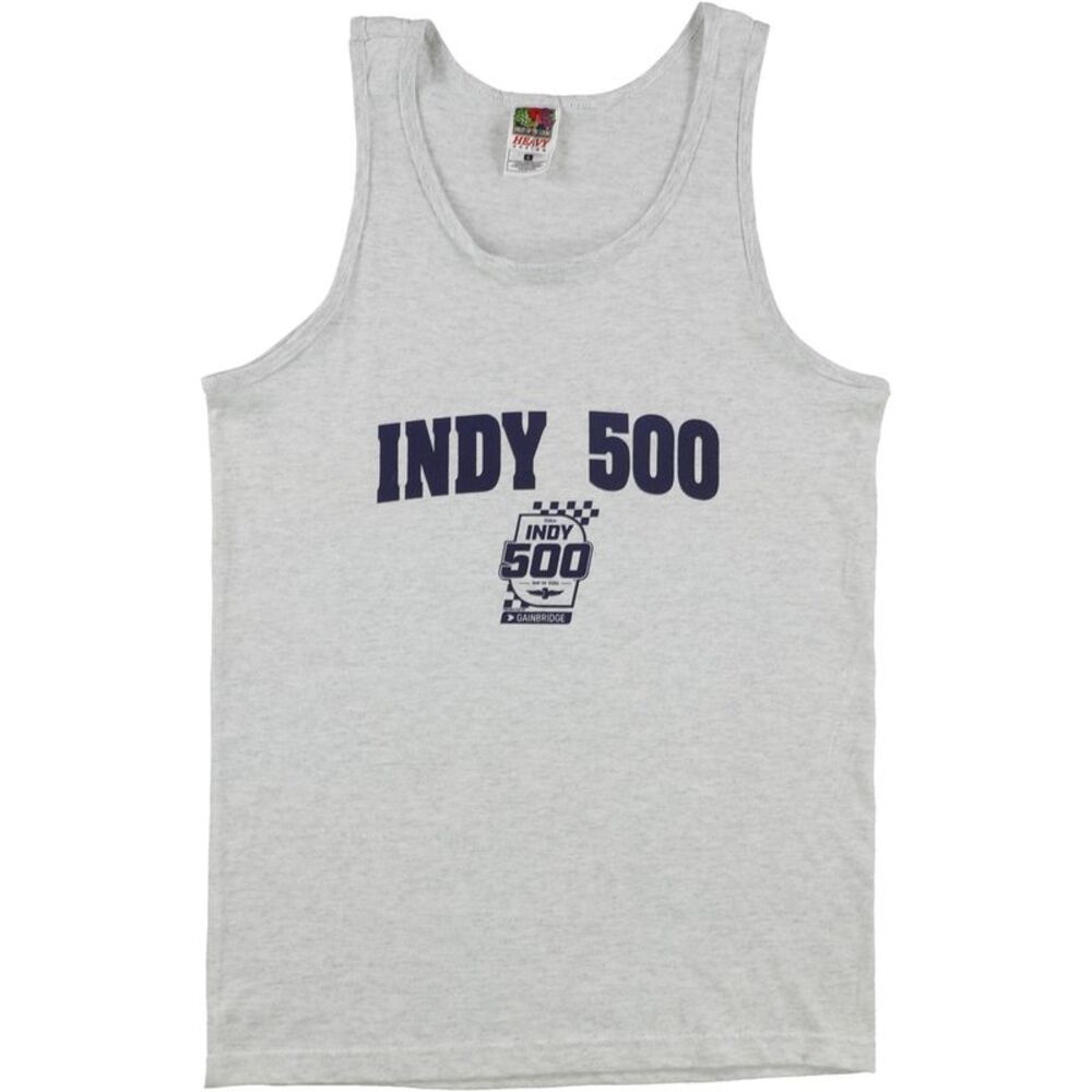 Indy 500 Mens Logo Print Tank Top, Grey, S, DM